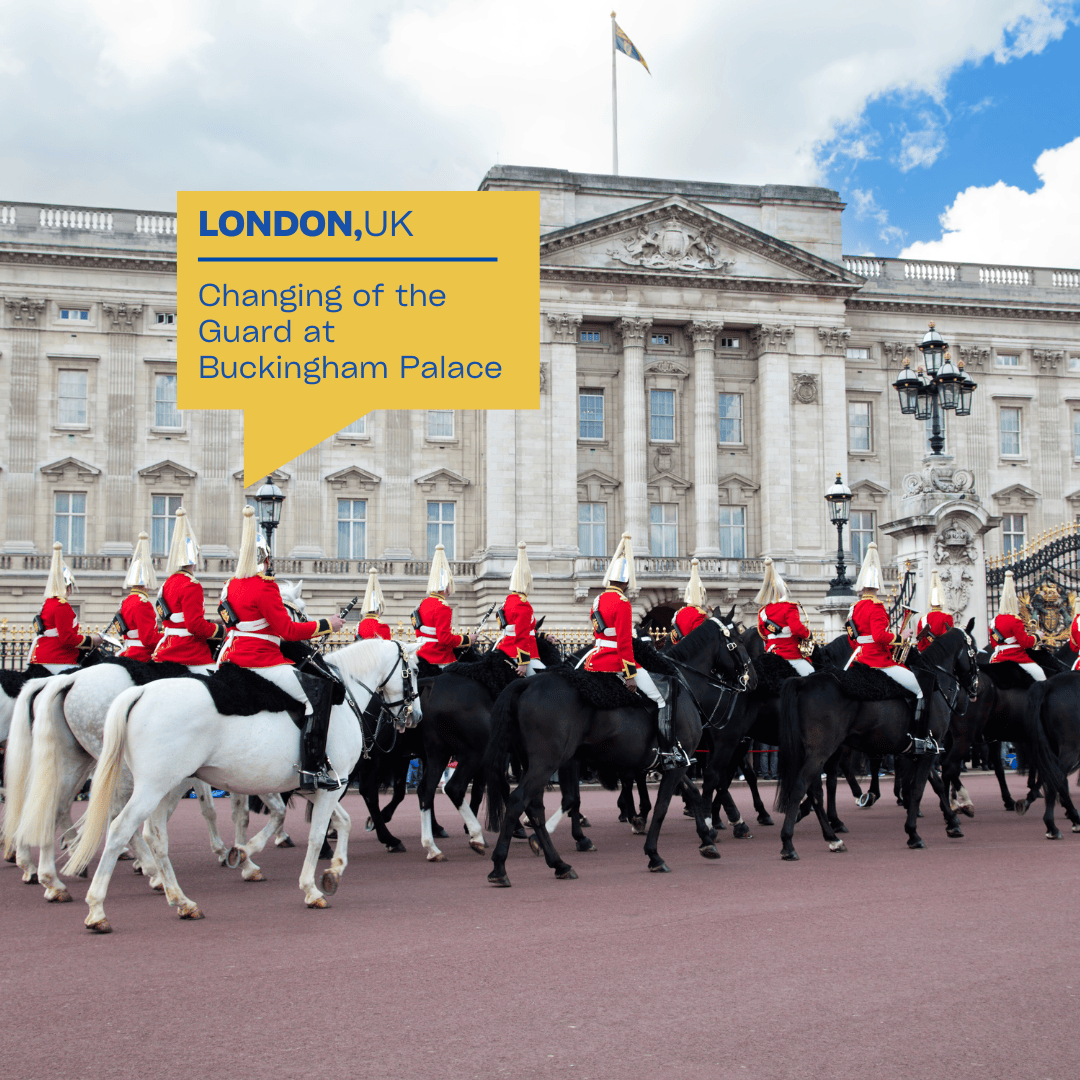 Changing of the Guard at Buckingham Palace in London – classic free attraction in the UK
