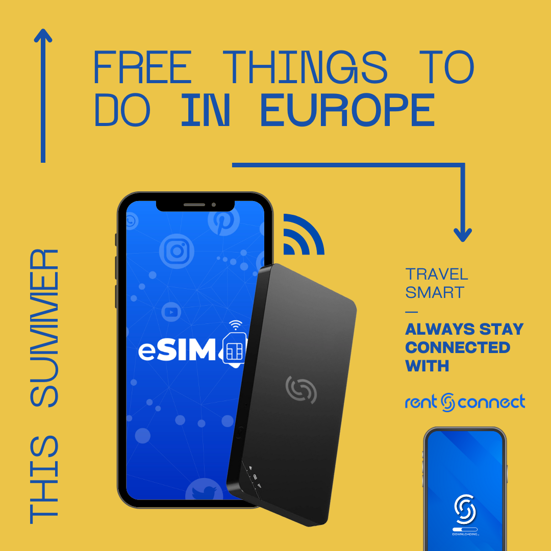 RentnConnect travel internet ad – best eSIM and portable WiFi solution for staying connected in Europe