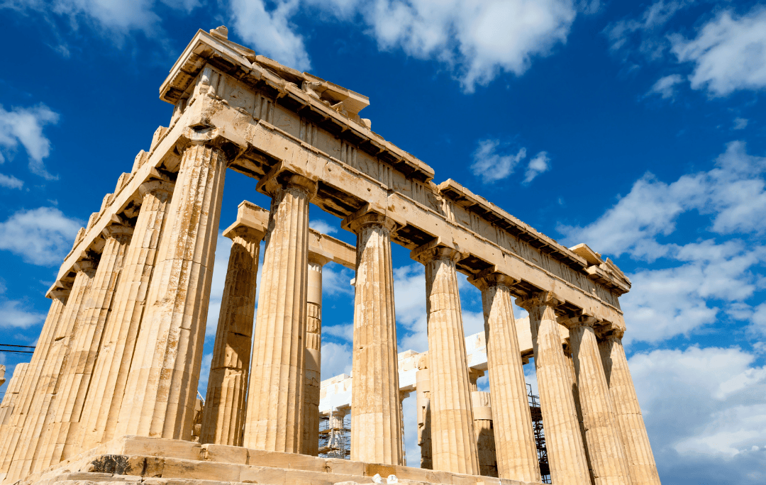 The Parthenon in Athens, Greece with dramatic blue sky – iconic free historical site