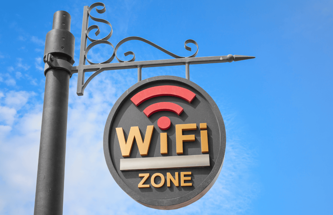 street pole with wifi zone written on it